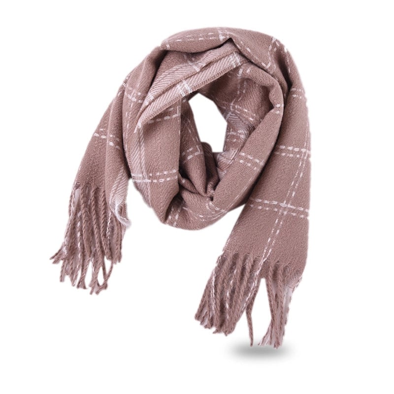 Kid'S Sweet Lattice Tassel Scarf