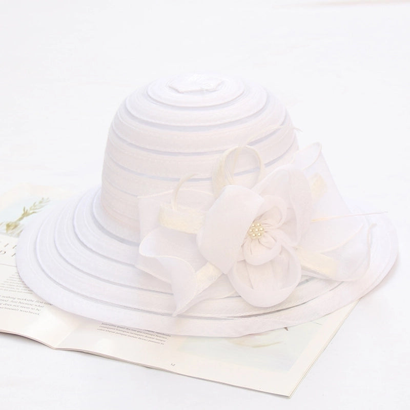 Women's Fashion Solid Color Flowers Flat Eaves Sun Hat