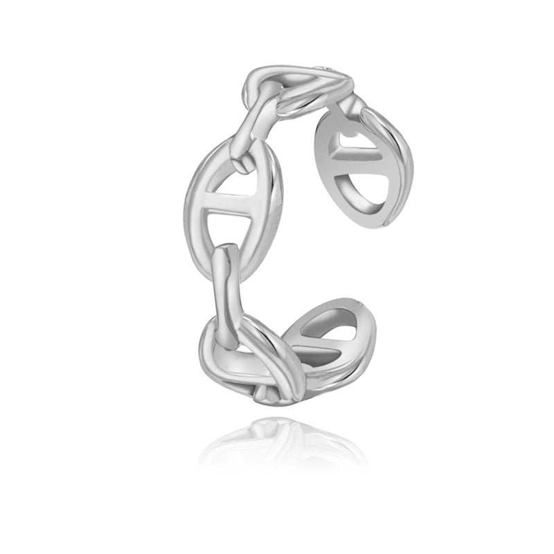Minimalist U Shape Titanium Steel Plating 18k Gold Plated Open Ring