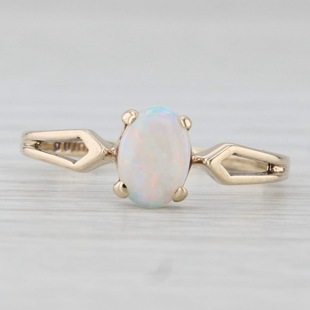 Opal Cabochon Solitaire Ring 10k Yellow Gold Size 5.75