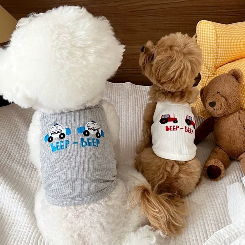 Cartoon Car Printed Breathable Dog Cat Vest