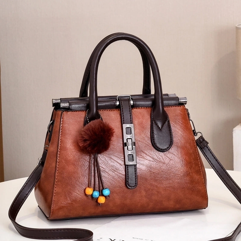 Women's Large All Seasons Pu Leather Classic Style Handbag