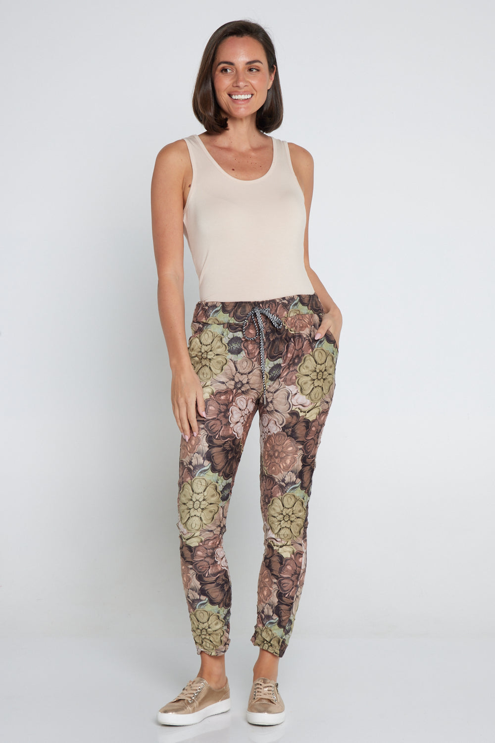 Alina Pants - Brown/Green Floral