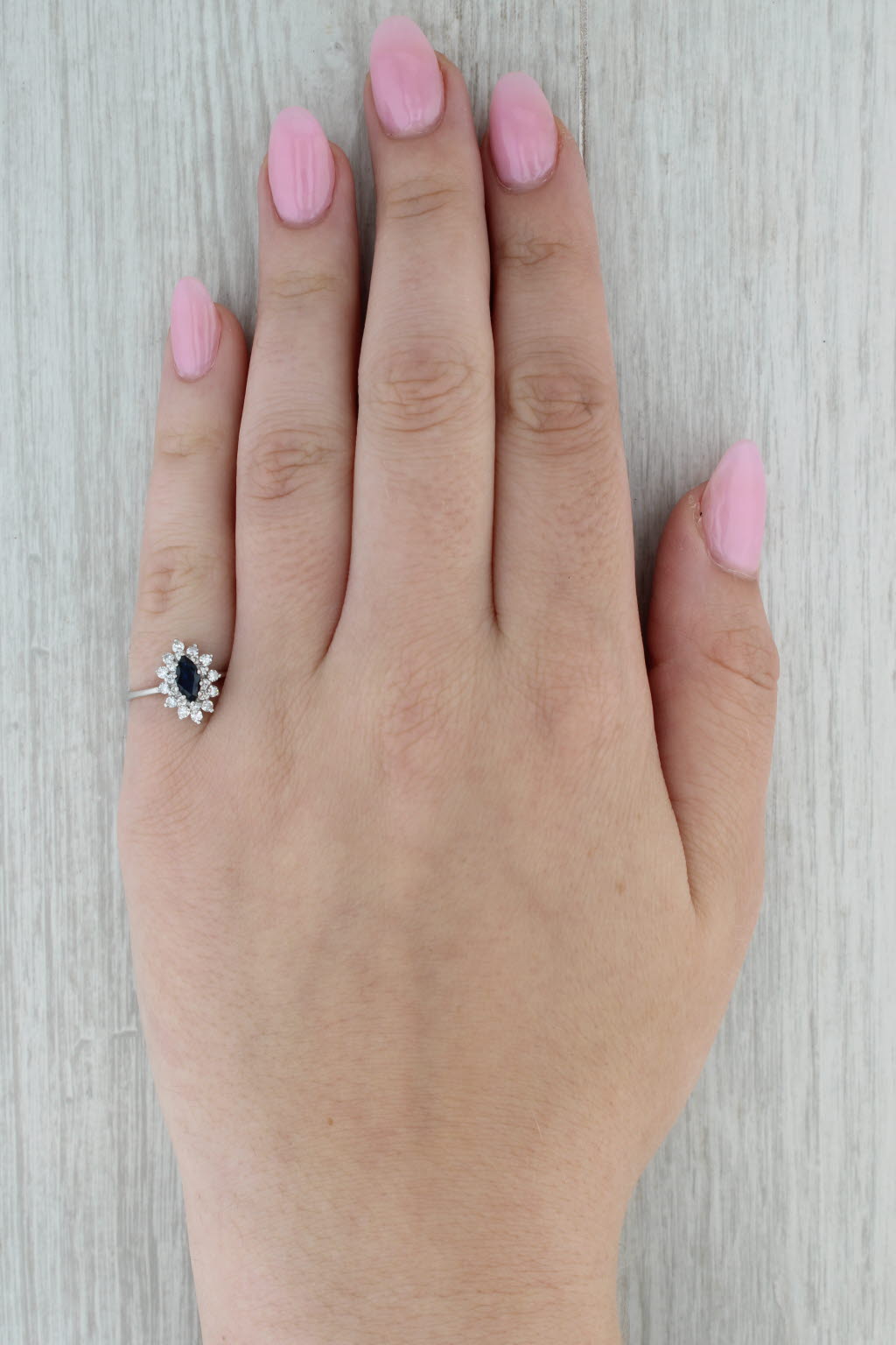 0.80ctw Marquise Blue Sapphire Diamond Halo Ring 14k Gold Size 6.5 Engagement