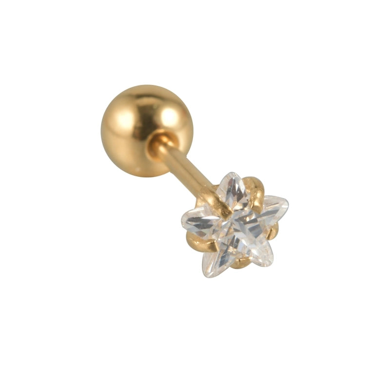 1 Piece Ear Cartilage Rings & Studs Casual Elegant Vacation Star 304 Stainless Steel Inlay Zircon 18K Gold Plated Lip Rings Ear Cartilage Rings & Studs