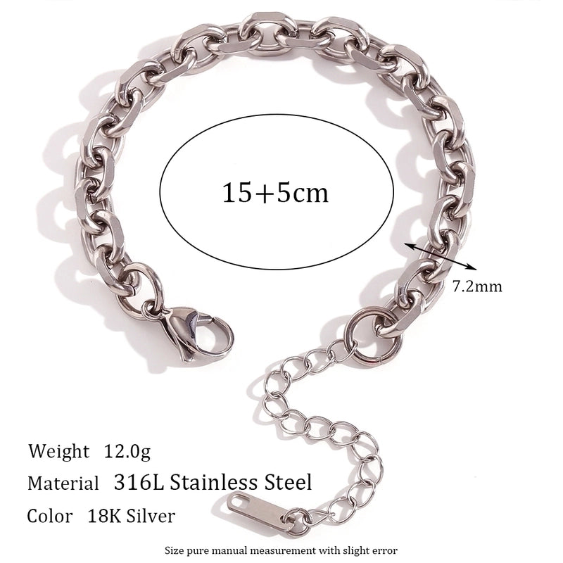 Minimalist Classic Style Oval 304 Stainless Steel Bracelets In Bulk