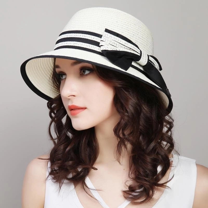 Women's Pastoral Minimalist Solid Color Bowknot Wide Eaves Baseball Cap