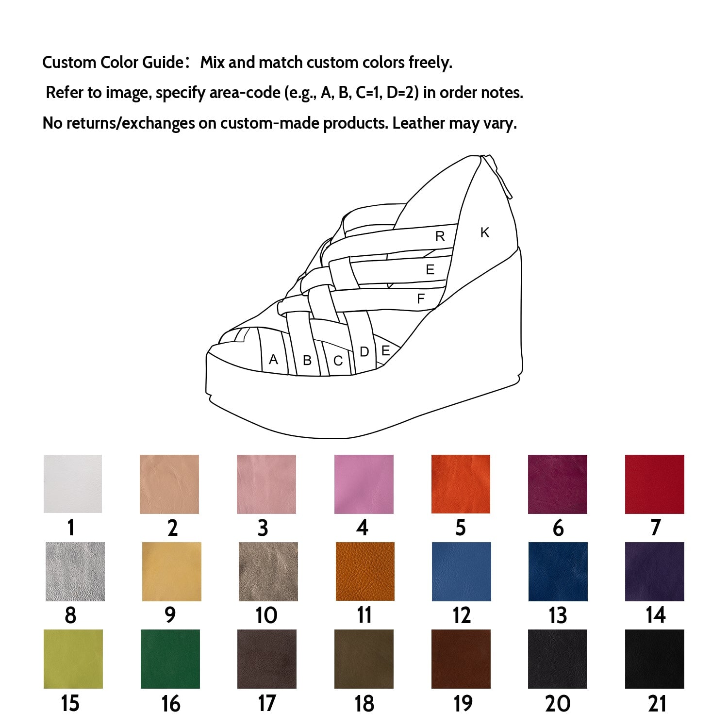 Handmade Leather Gladiator Sandals Peep Toe Back Zip 90mm Wedges Color Blocking