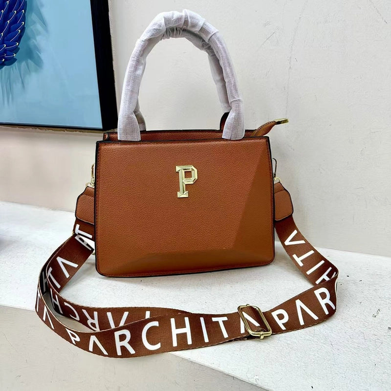 Women's Medium Pu Leather Letter Solid Color Streetwear Square Zipper Crossbody Bag