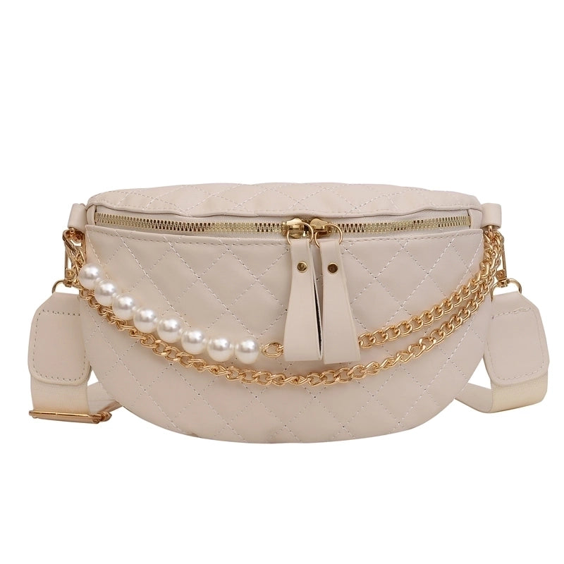 Women's Streetwear Solid Color Lingge Pu Leather Waist Bags