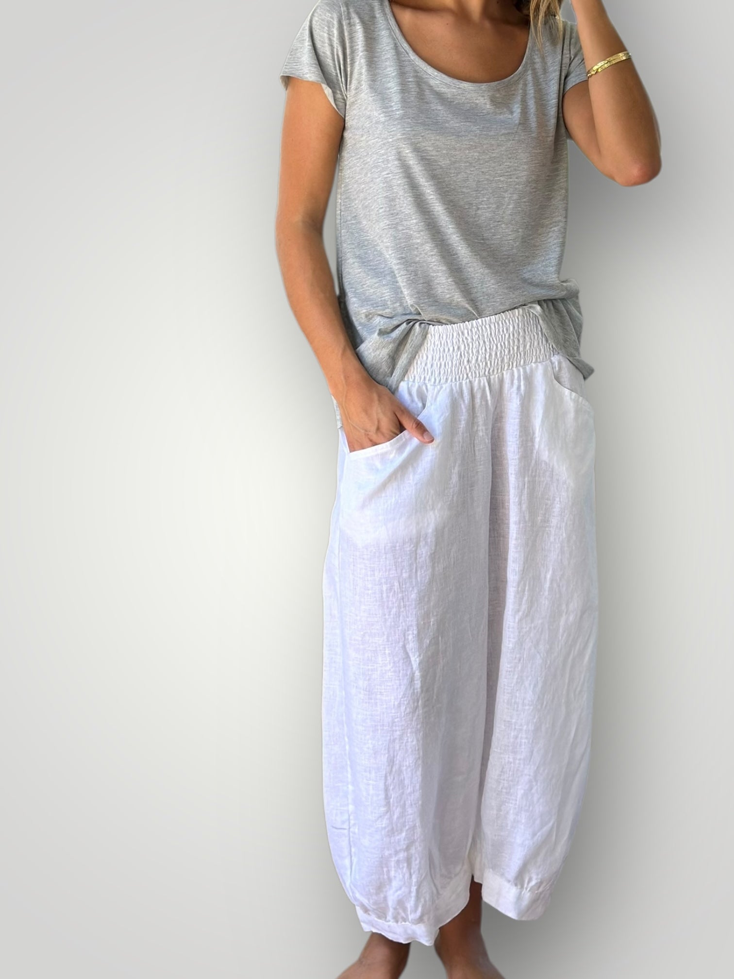 jackie pant-white linen