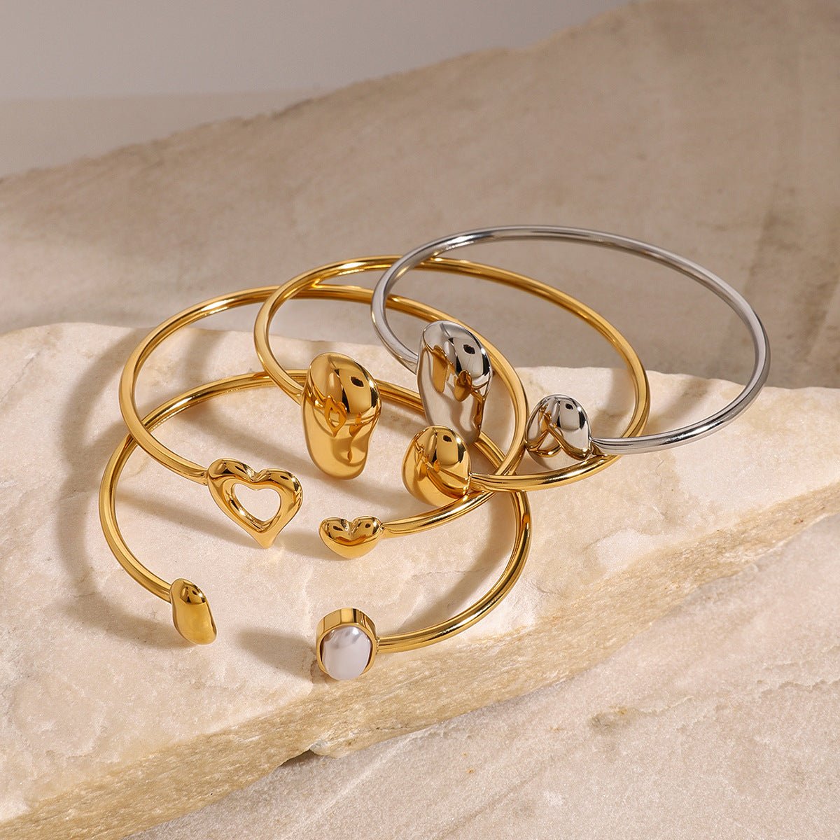 Stainless Steel Water Drop Open Bracelet Earrings Niche Bracelet Earrings Titanium Steel