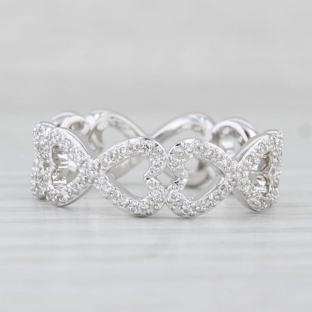 New 0.40ctw Diamond Infinity Hearts Eternity Ring 18k White Gold Size 6 Spark