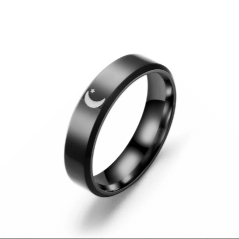 Vintage Style Sun Star Moon Titanium Steel Plating Carving Rings