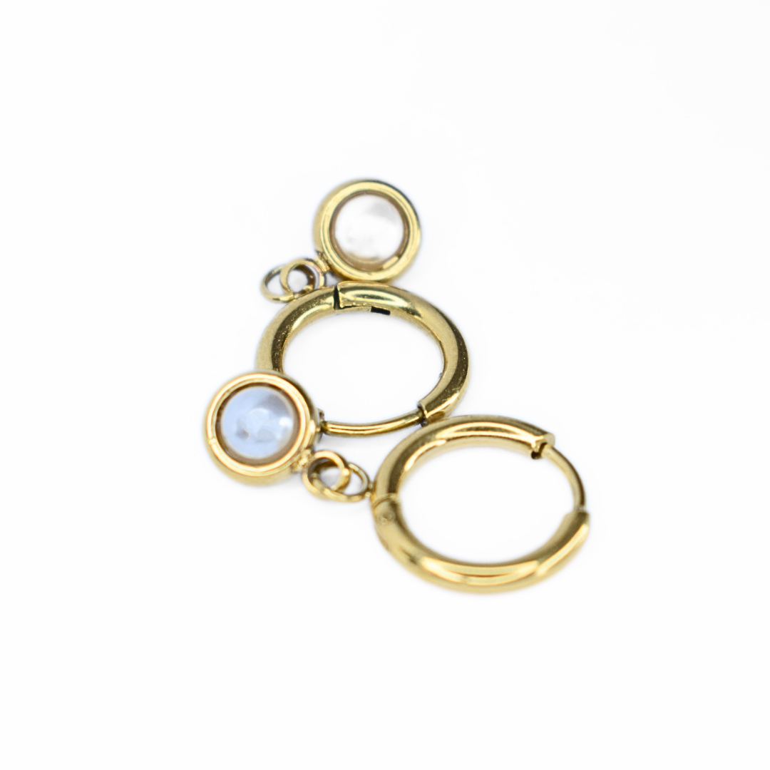 Framed pearl hoop - Gold
