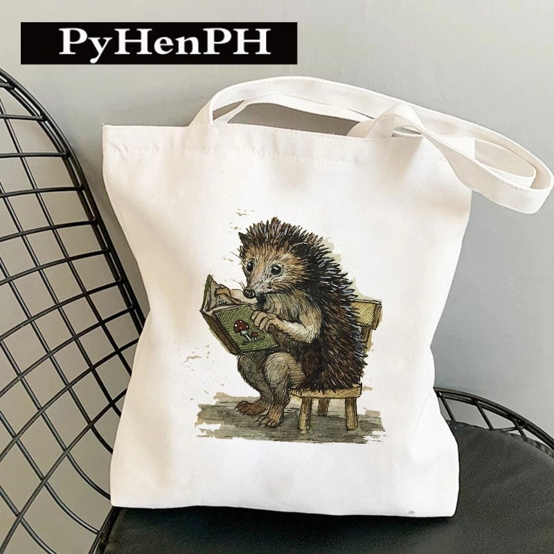 Women's Canvas Printing Animal Streetwear Square Open Canvas Bag