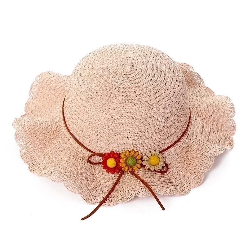 Girl's Cartoon Style Cute Flower Straw Hat