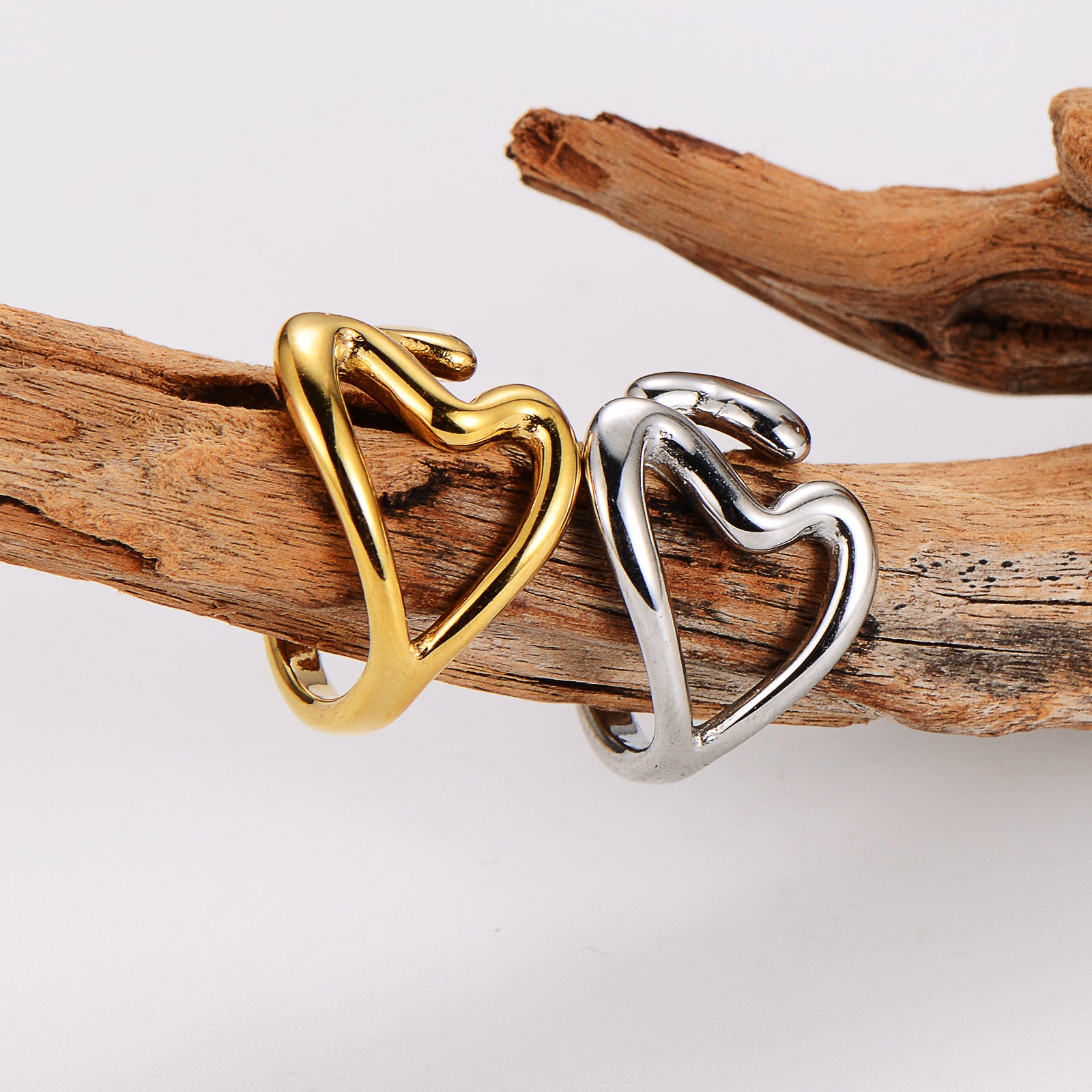Aml Personality Simple Niche Design Hollow Love Open Ring Female All-Match Ring