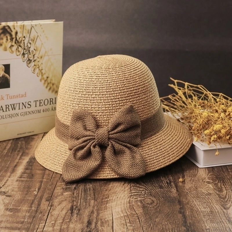 Women's Minimalist Classic Style Bow Knot Curved Eaves Bucket Hat