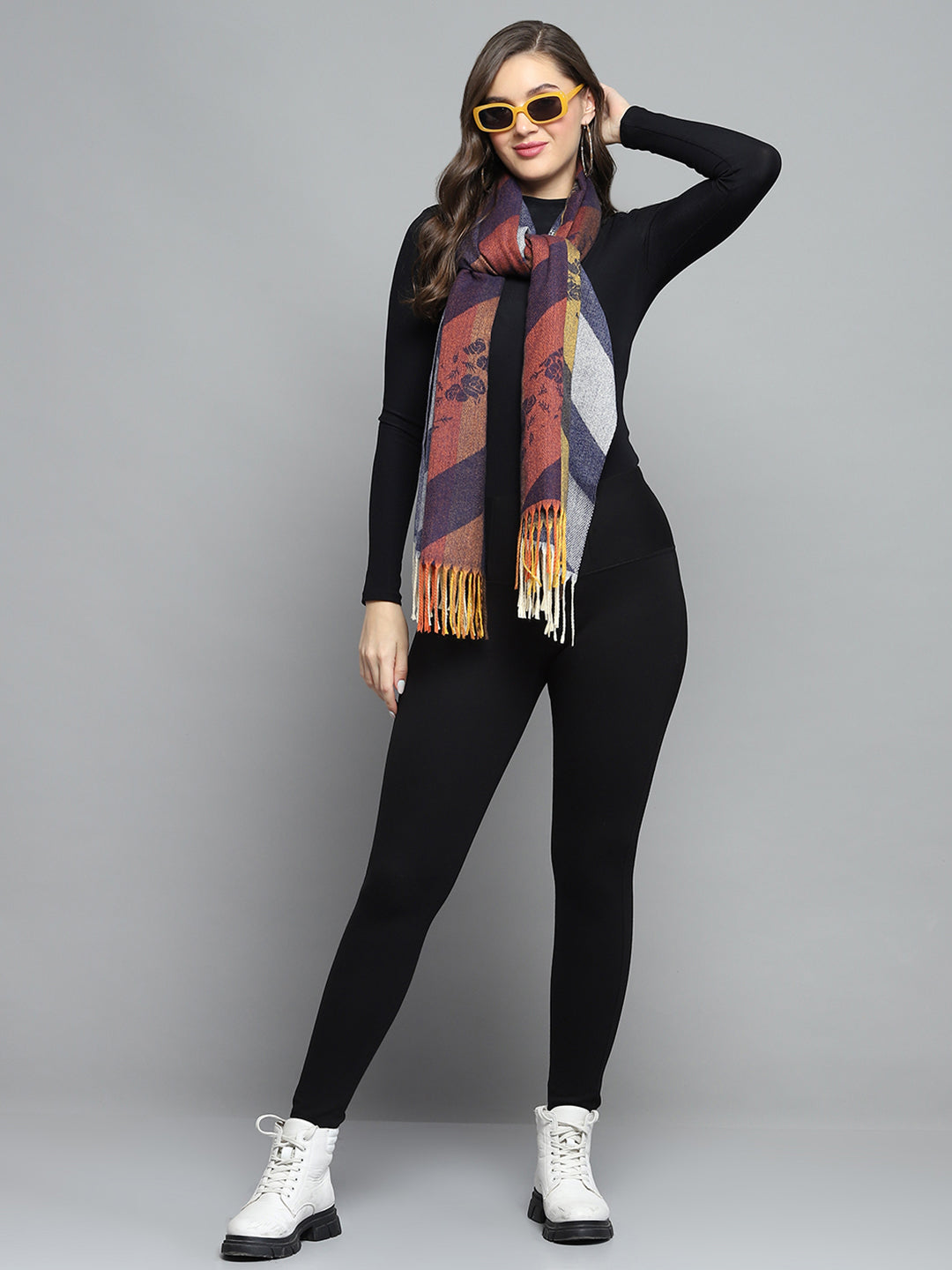 Women Multicolor Self Design Stole