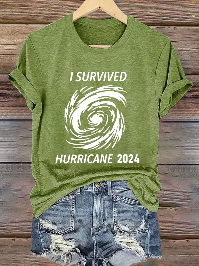 Women's 'I Survived Hurricane 2024' Print T-Shirt