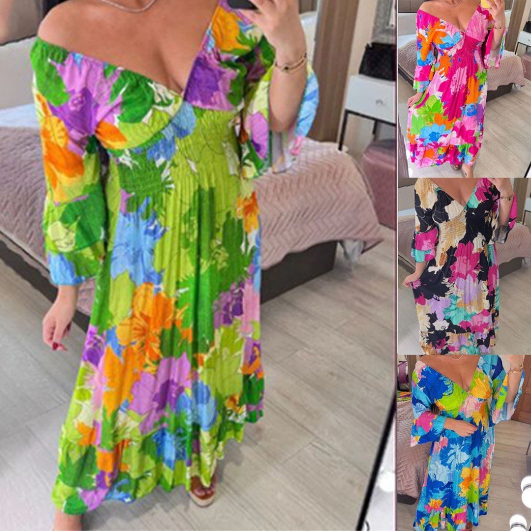 🔥LAST DAY PROMOTION- SALE 49% OFF💃V-neck Floral Vacation Loose Dress