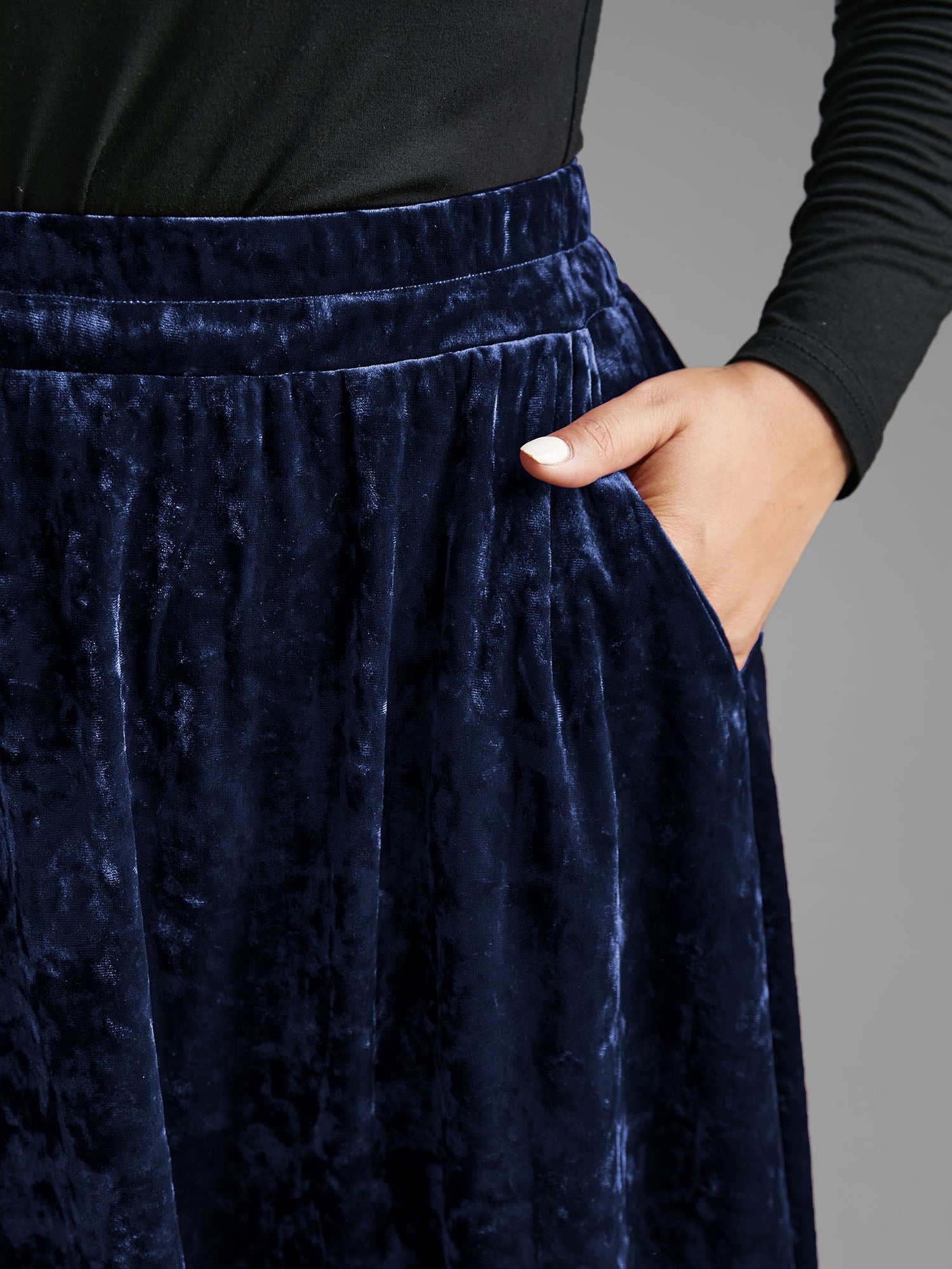 Velvet Elastic Waist Skirt