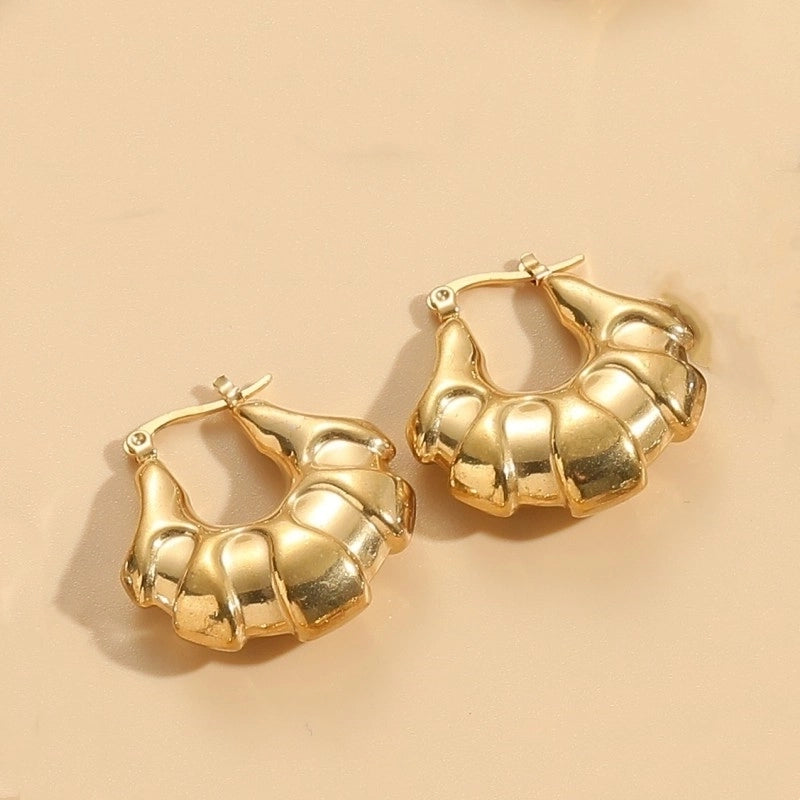 1 Pair Elegant Classic Style Stripe Oval Twist Hollow Out 304 Stainless Steel Earrings