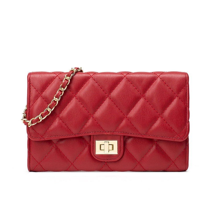 Women's Pu Leather Solid Color Streetwear Square Lock Clasp Shoulder Bag
