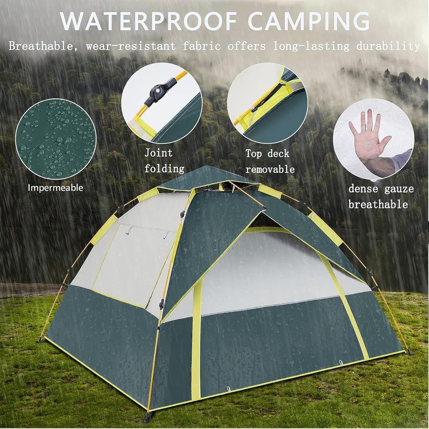 Tents for Camping.3-4 Person Camping Dome Tent. Easy to Set Up. Lightweight Camping Tent. Portable Camping Tent for Outdoor and Backpacking
