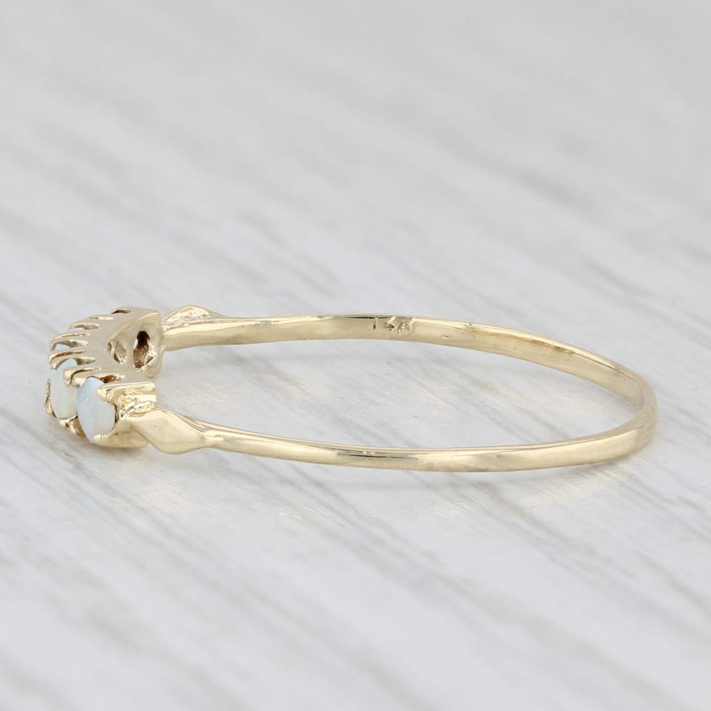 Round Opal 5-Stone Ring 14k Yellow Gold Size 9.5 Stackable