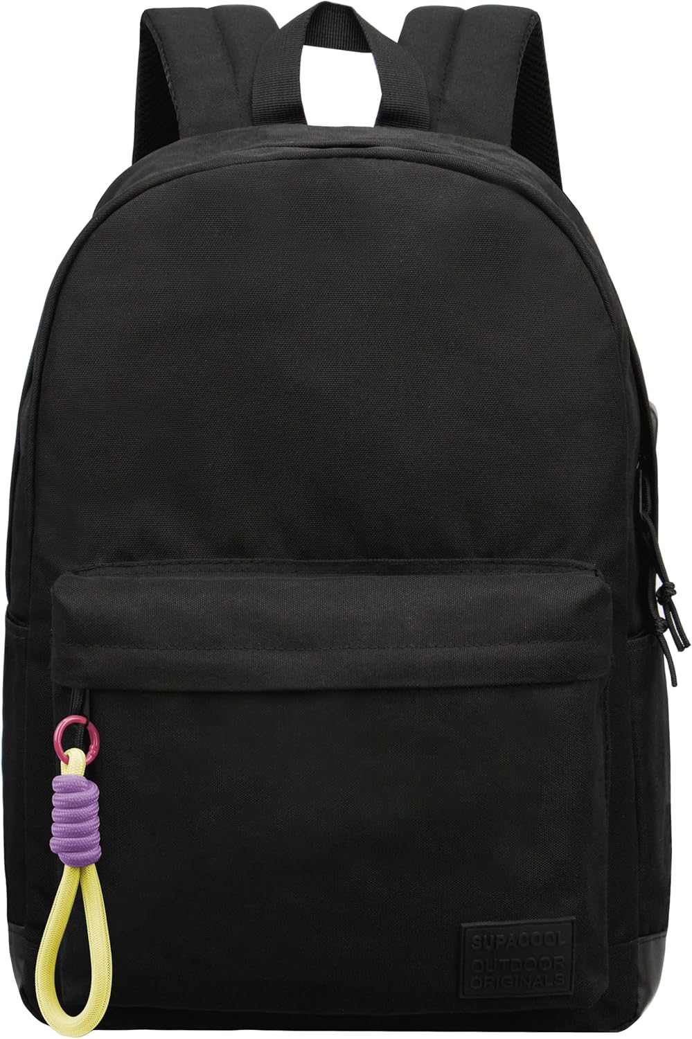 SUPACOOL Casual Laptop Backpack for Men and Women, School Backpack for Boys and Girls, College Bookbag, USB Charging Port, Lightweight Back Pack(Black)