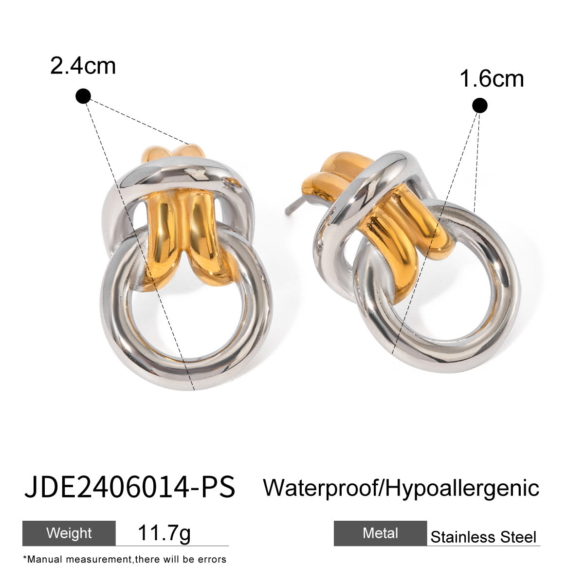 Jie Ding Color Matching Stainless Steel Hoop Earrings Niche Earrings Titanium Steel Earrings Earrings