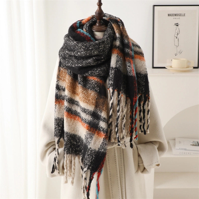 Women's Business Basic Streetwear Plaid Polyester Tassel Scarf