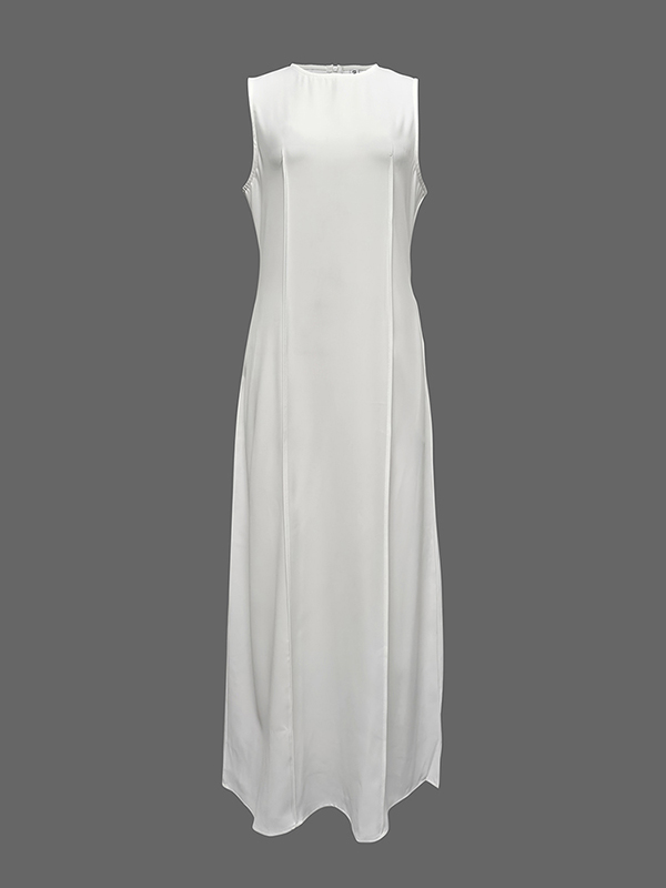Sleeveless Solid Color Round-Neck Maxi Dresses