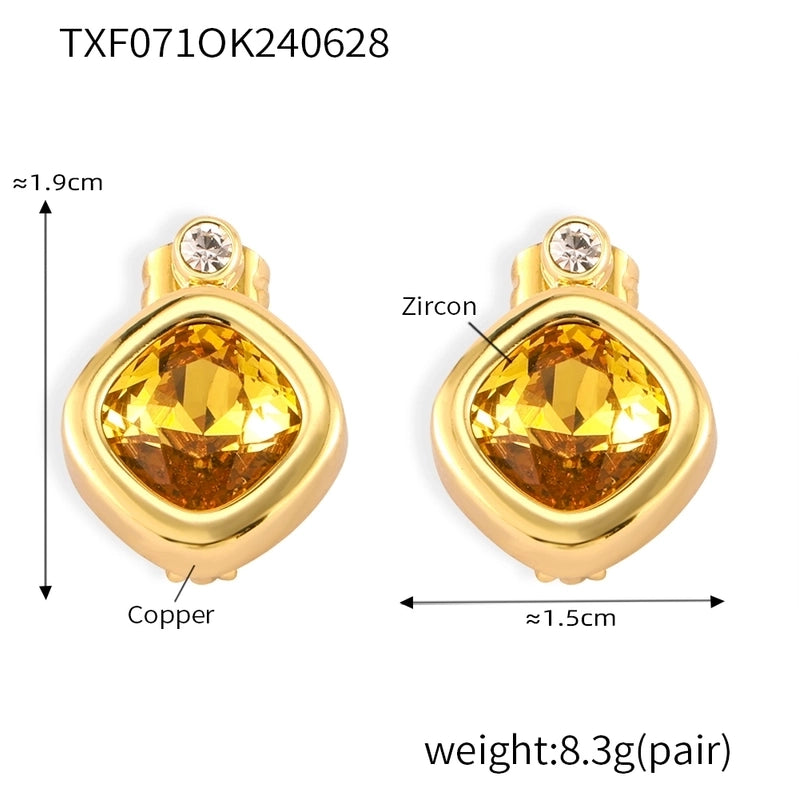 Minimalist Quadrilateral 304 Stainless Steel 18K Gold Plated Plating Earrings Necklace Jewelry Set