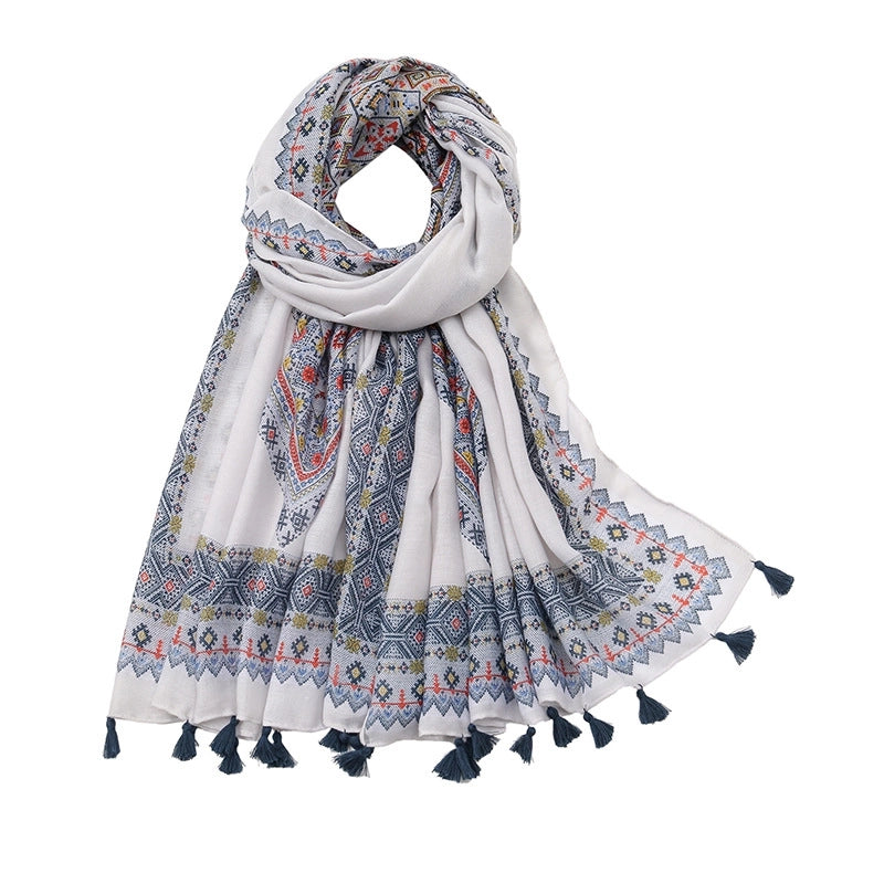 Women's Sweet Pastoral Flower Polyester Silk Scarf