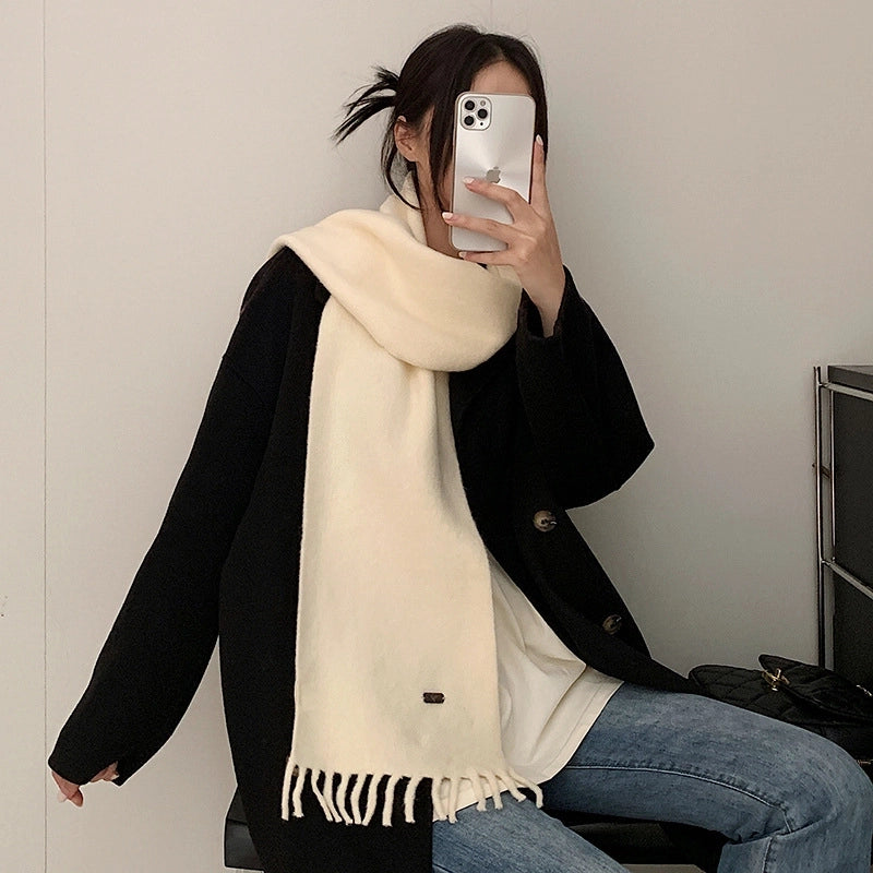 Women's Sweet Solid Color Fleece Scarf
