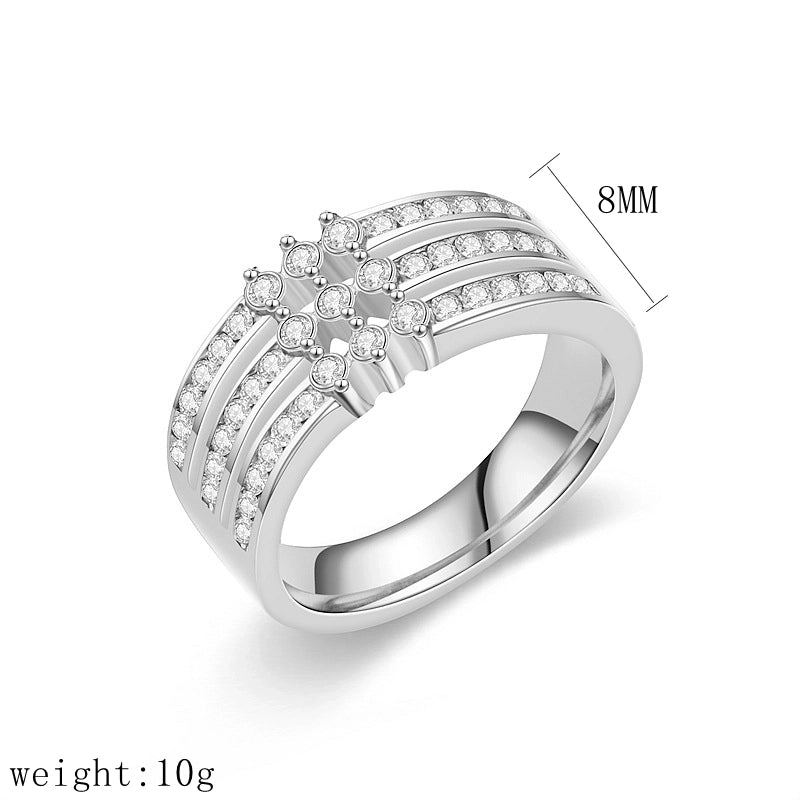 Minimalist Round Titanium Steel Zircon 18K Gold Plated Inlay Rings
