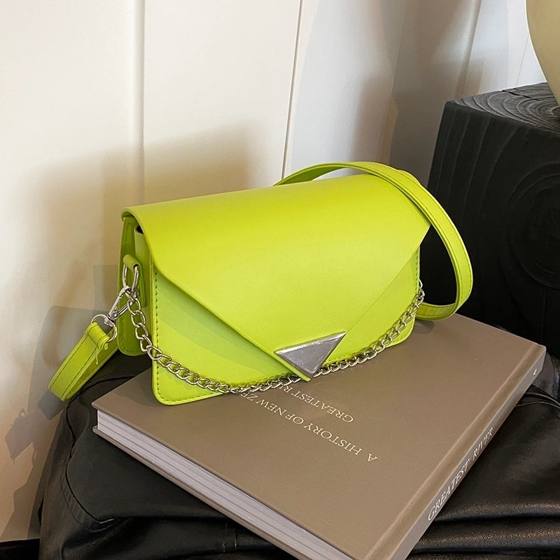 Women's Pu Leather Solid Color Elegant Square Lock Clasp Crossbody Bag