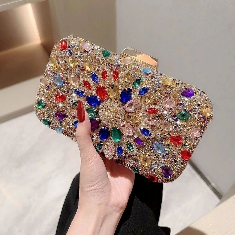 Rhinestone Colorful Solid Color Square Evening Bags