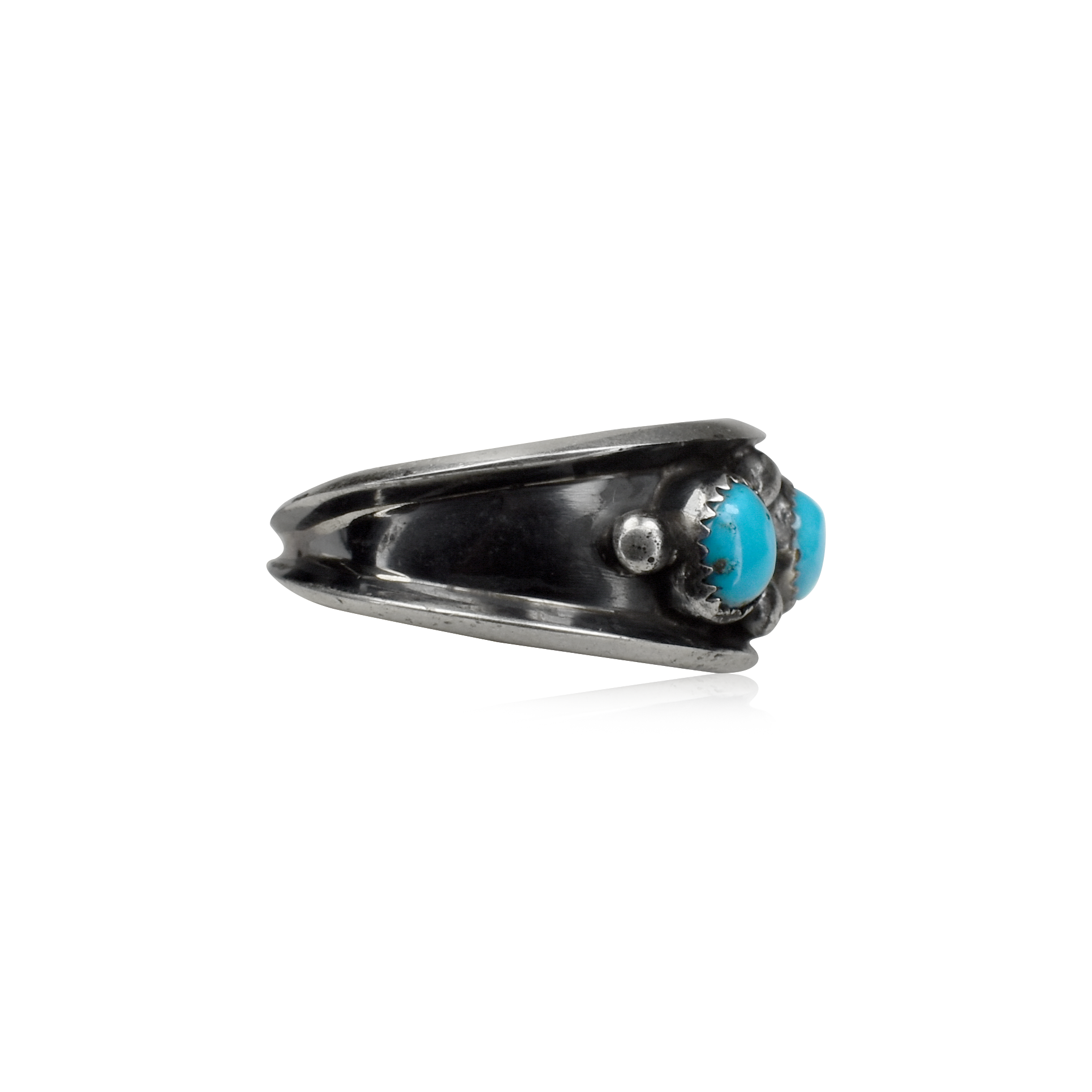 Three Stone Band Ring with Silver Beads