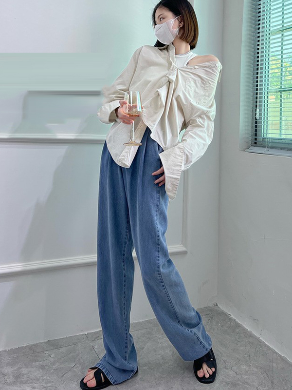 6 Colors Urban High Waisted Wide Leg Solid Color Pants