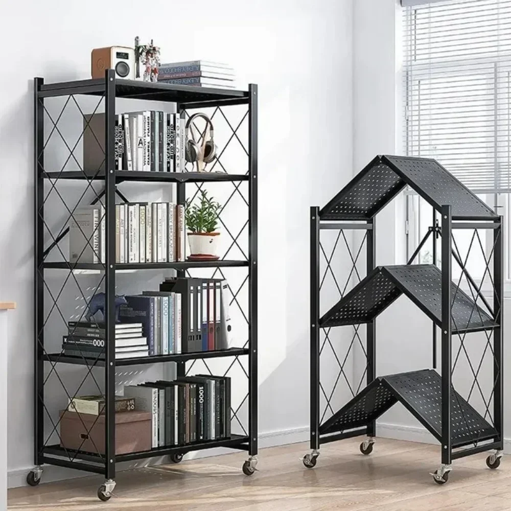 3 LAYER FOLDABLE METAL STORAGE SHELVES MULTIFUNCTIONAL KITCHEN LIVING ROOM RACK