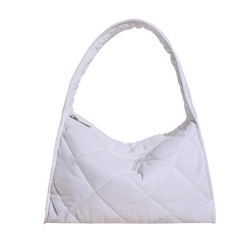 Women's Medium All Seasons Nylon Solid Color Basic Square Zipper Shoulder Bag Underarm Bag