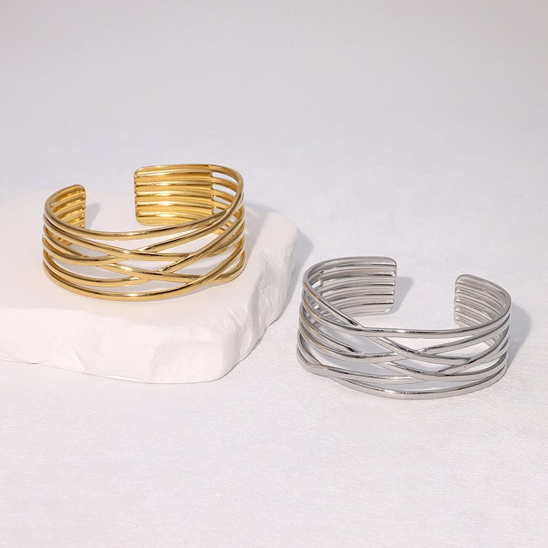 Geometric Irregular Simple Cold Style Personality Fashion Gold-Plated Stainless Steel Bracelet Bracelet