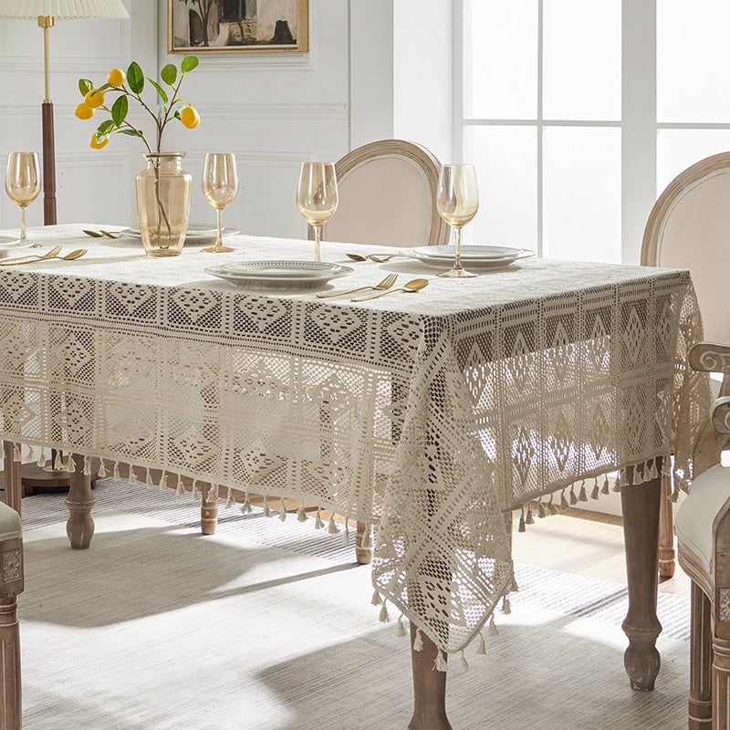 Elegant Plant Lingge Lace Tablecloths