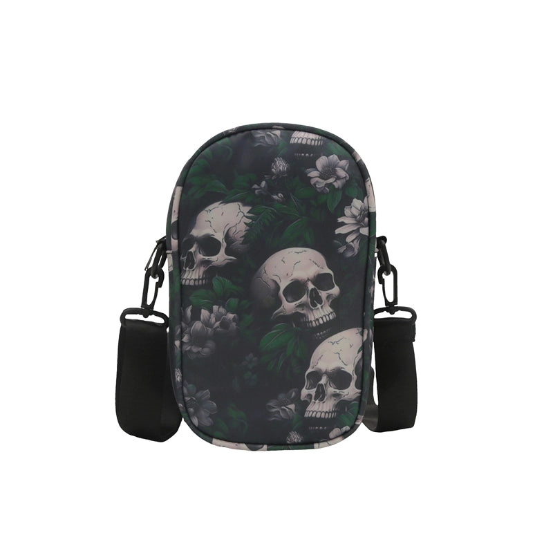 Halloween Women's Oxford Cloth Color Block Skull Streetwear Square Zipper Shoulder Bag Crossbody Bag