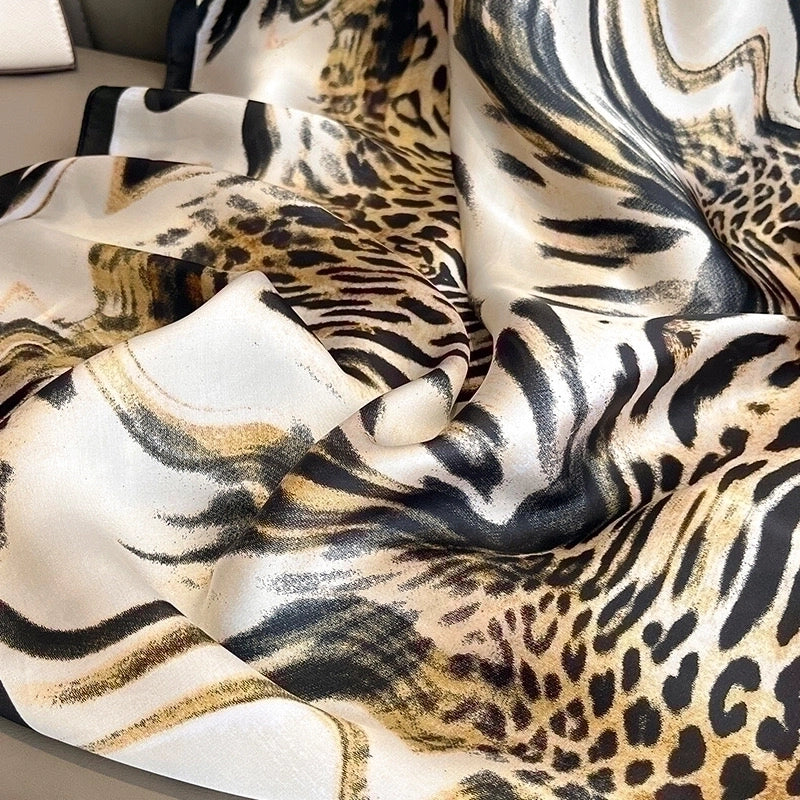 Women's Lady Leopard Satin Printing Shawl