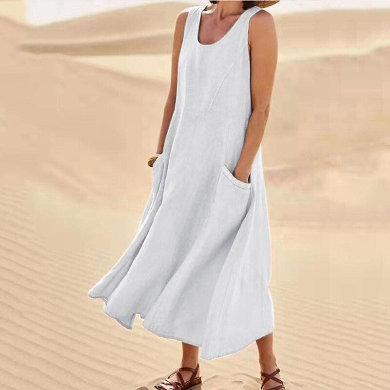 🔥 Last Day Promotion 49% OFF 🔥Women's Sleeveless Cotton Dress- Buy 2 Free Shipping